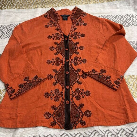 (A5) SILKLAND 3/4 sleeve beaded shantung silk evening jacket size M - Picture 12 of 16